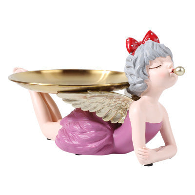 Nordic Light Luxury Angel Bubble Girl Storage Resin Decoration Wedding Gift Craft Home Decoration