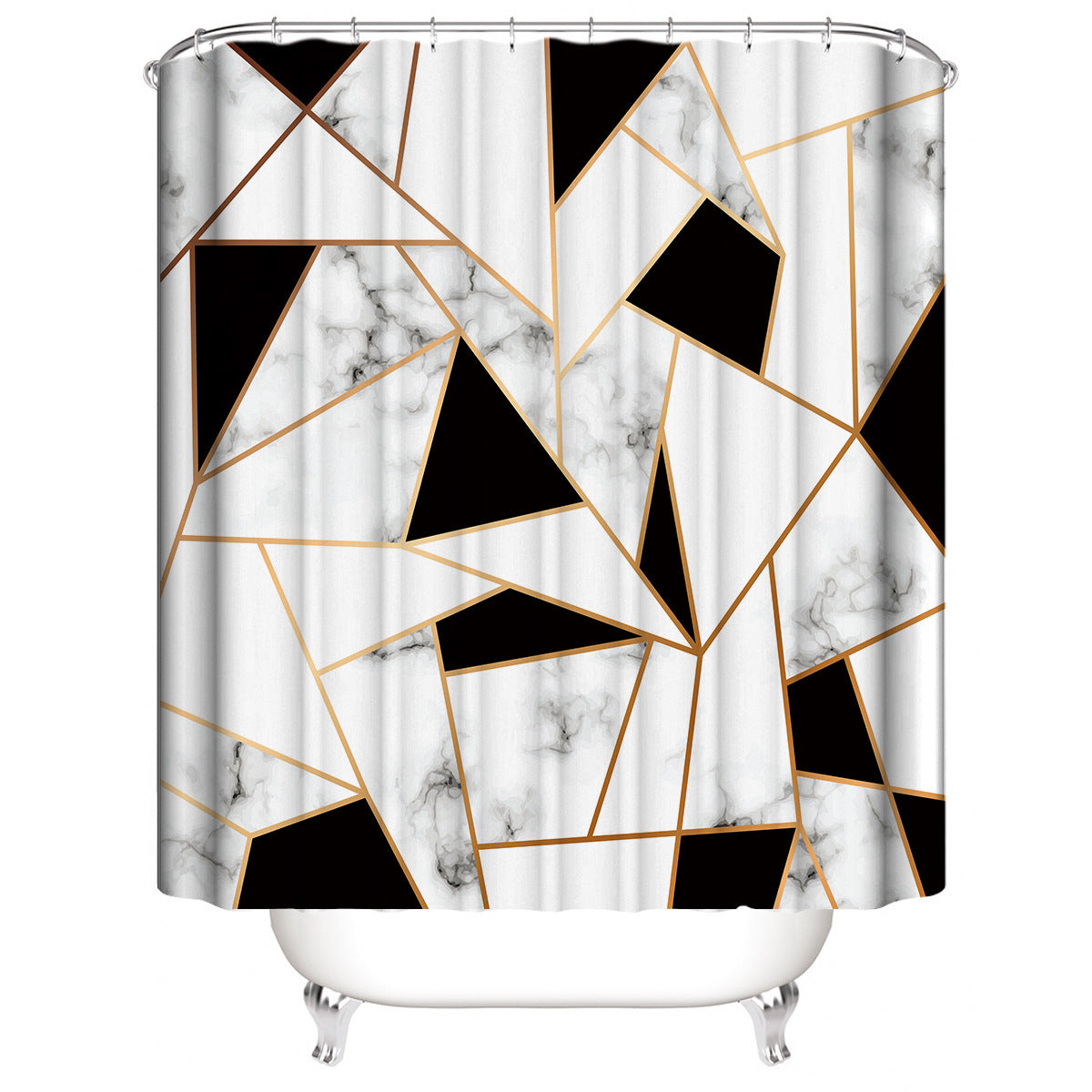 Marble White Shower Curtain Set With Non Slip Rug Bath Mat Carpet Modern Bathroom