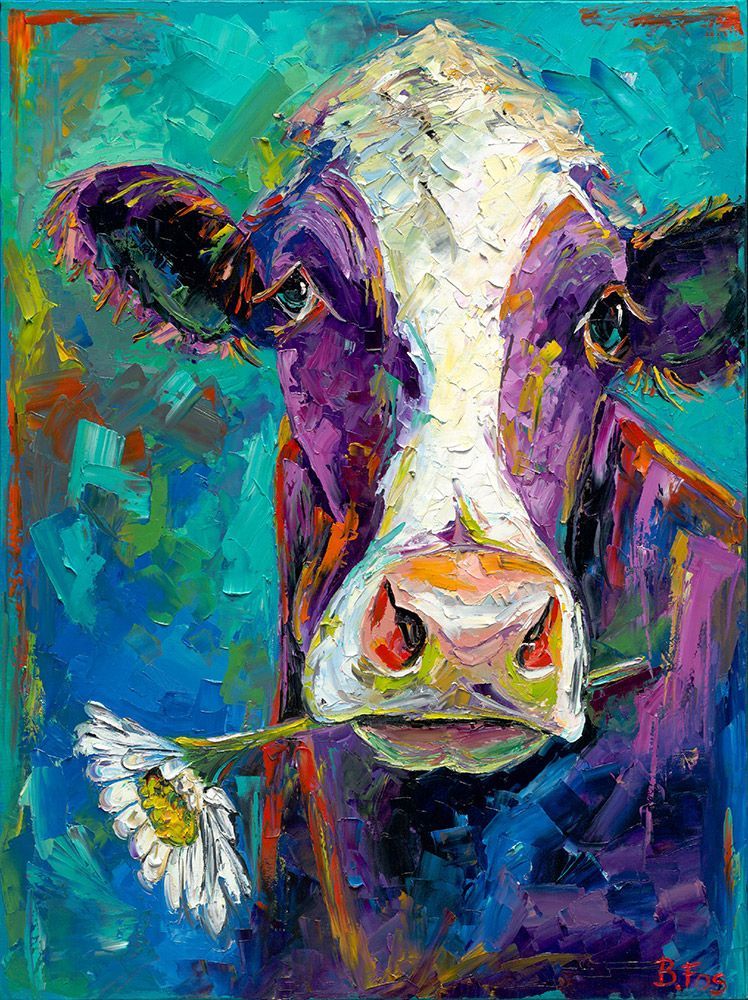 Cow Canvas Painting Print Wall Poster Modern Artwork