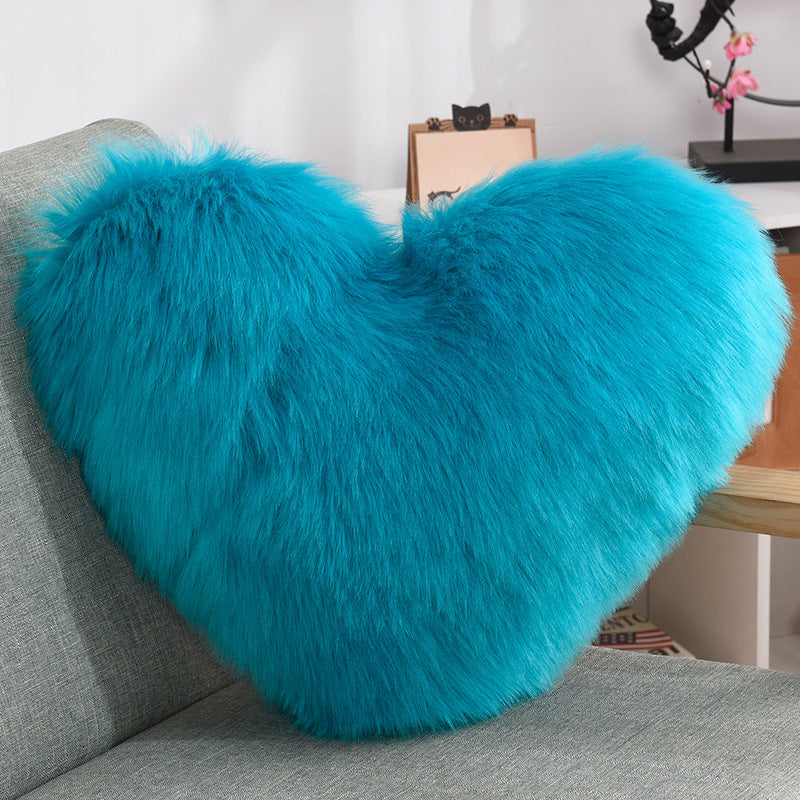 Throw Pillows Heart Shape Long Plush Fluffy Shaggy Cushion Cover Sofa Cushions Decorative Pillow Covers Pillowcase White