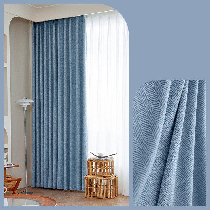 Home Fashion Herringbone Pattern Chenille Blackout Curtains